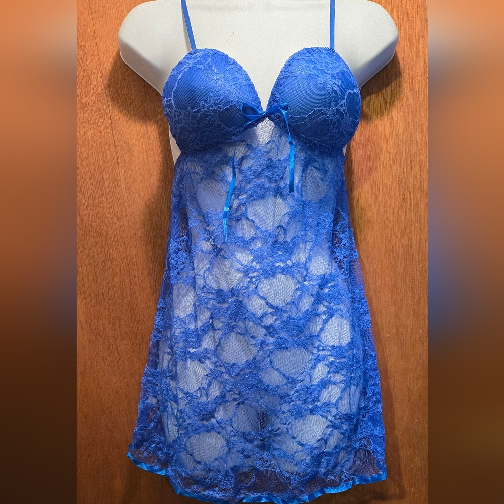 Blue lace NEW no tags teddy/camisole lingerie szS - Picture 2 of 5